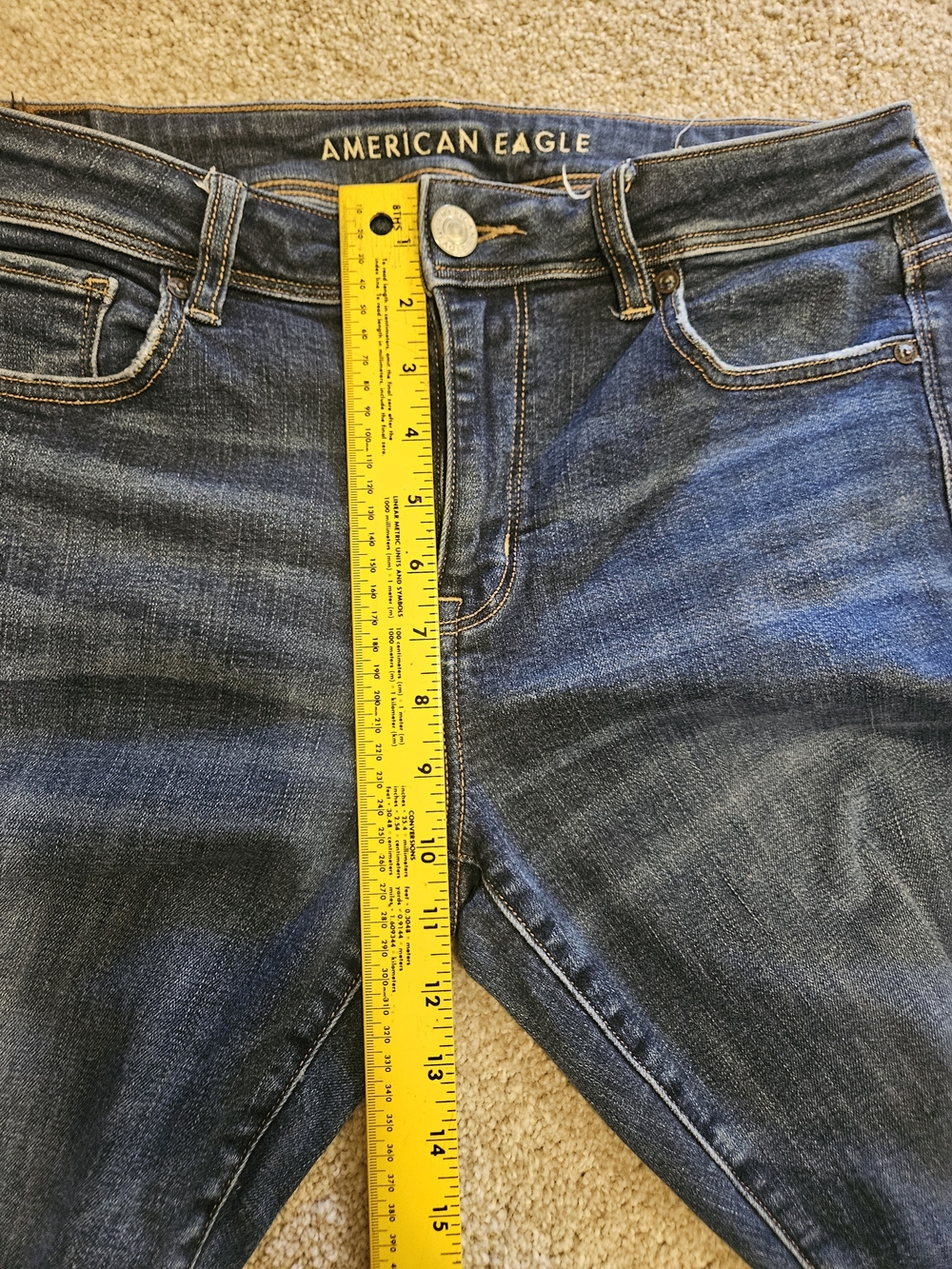 AE  Women's Dark Blue Kick Boot Jeans Sz. 12 X- Short 28" Inseam - Picture 7 of 7